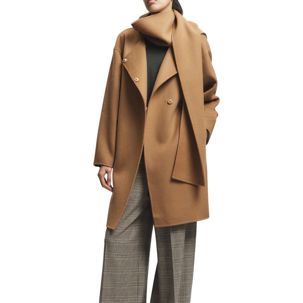 SAINT ART Orla Wool Scarf Coat Camel Small